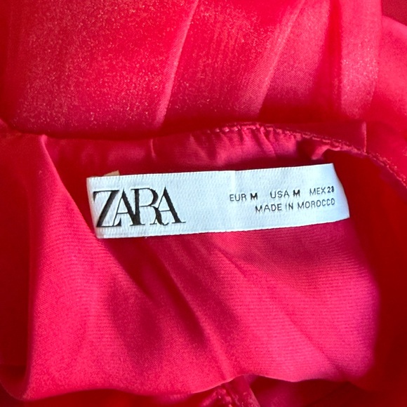 Zara hot pink/red organza mini dress size M - Picture 10 of 11